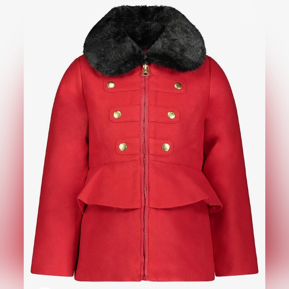 Jessica Simpson Little Girl's Dress Coat Jacket with Faux Fur Collar